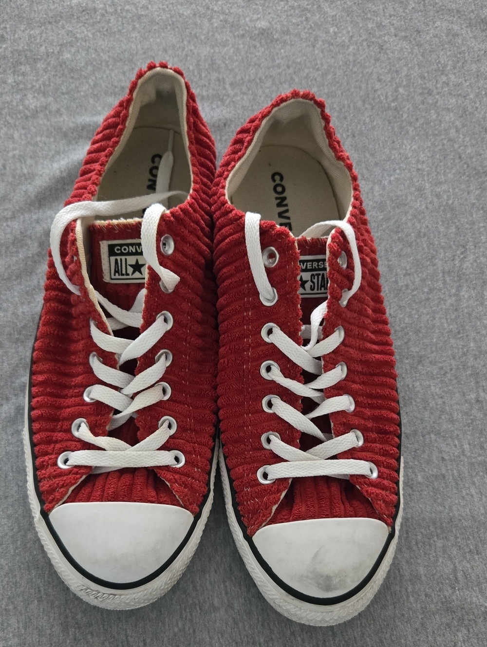 Converse Red Corduroy Low-Top Sneakers